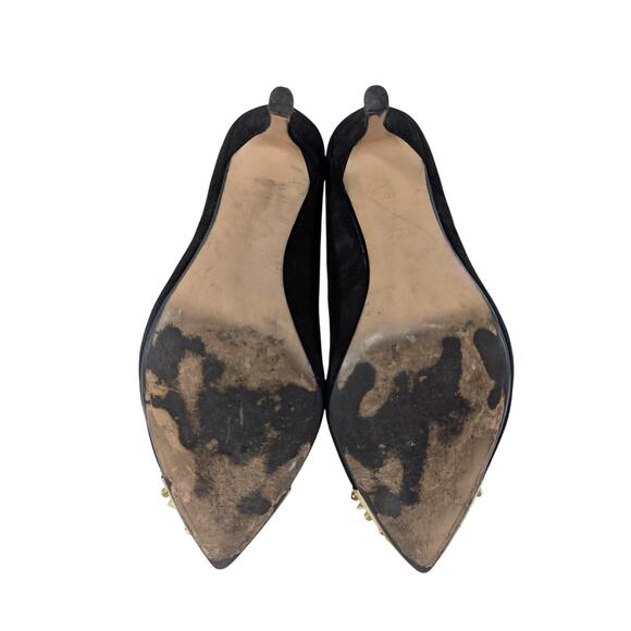 ZARA WOMAN! BLACK GENUINE SUEDE LEATHER GOLD/RHINESTONE TOE HEELS! SZ 9.5M - Picture 9 of 10